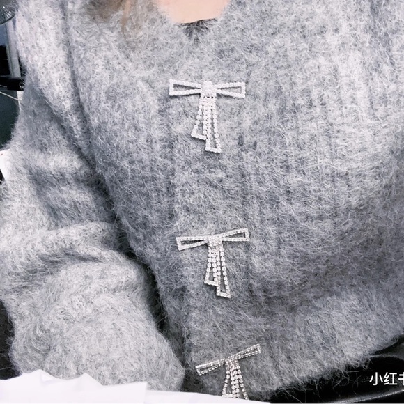 Lily Brown Crystal ribbon bling bling cardigan - Picture 6 of 7